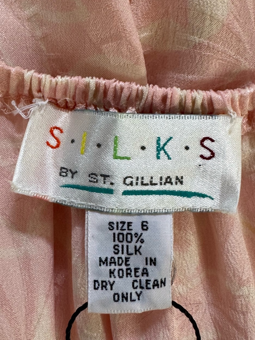 Vintage 80s Silks St. Gillian 100% silk midi dress pink pastels Extra Small (XS) - Picture 2 of 13